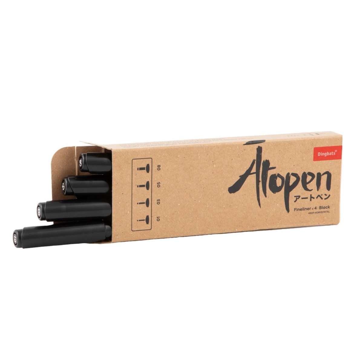 Picture of Dingbats Atopen Fineliner 4pc Set - 01 03 05 08 Black