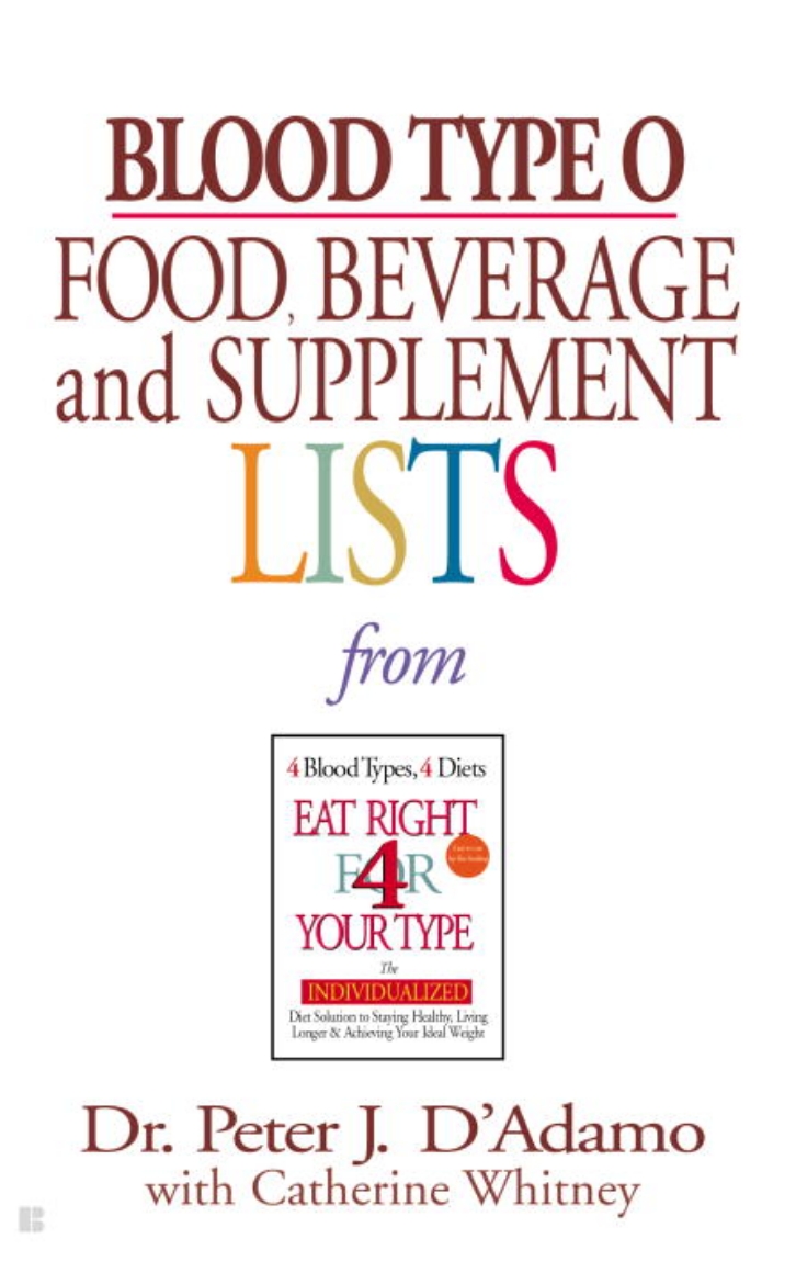 Picture of Blood Type O: Food, Beverage & Supplement Lists