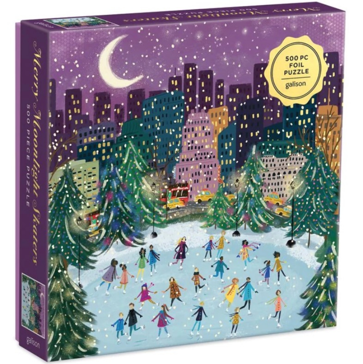 Picture of Merry Moonlight Skaters 500 Piece Foil Puzzle