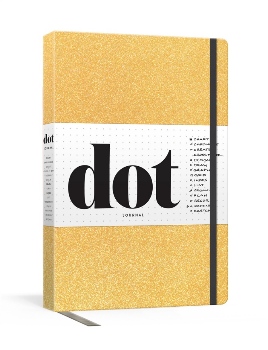 Picture of Dot Journal (Gold): A dotted, blank journal for list-making, journaling, goal-setting: 256 pages with elastic closure and ribbon marker