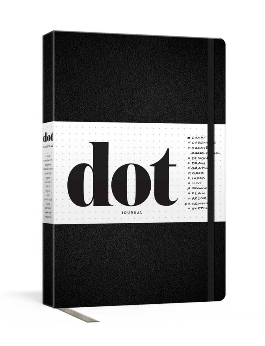 Picture of Dot Journal (Black): A dotted, blank journal for list-making, journaling, goal-setting: 256 pages with elastic closure and ribbon marker