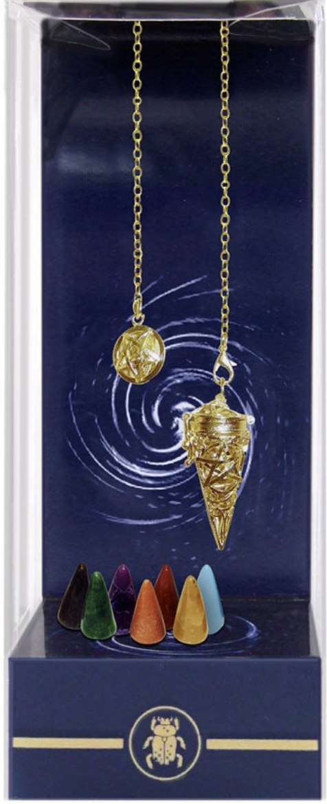 Picture of Premium Pagan Pentacle Gold Chamber Pendulum