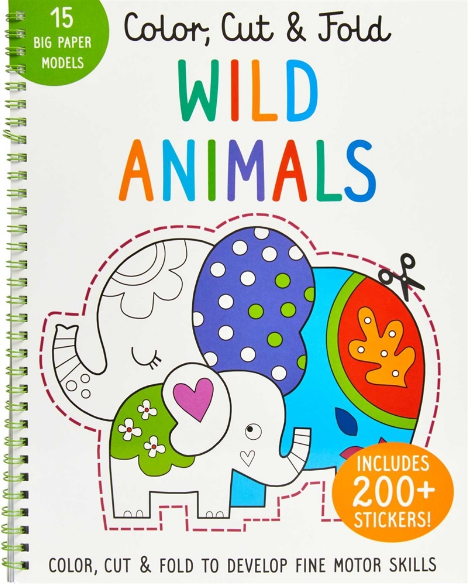 Picture of Color, Cut, and Fold: Wild Animals: (Lions, Tigers, Elephants, Art books for kids 4 - 8, Boys and Girls Coloring, Creativity and Fine Motor Skills, Kids Origami)