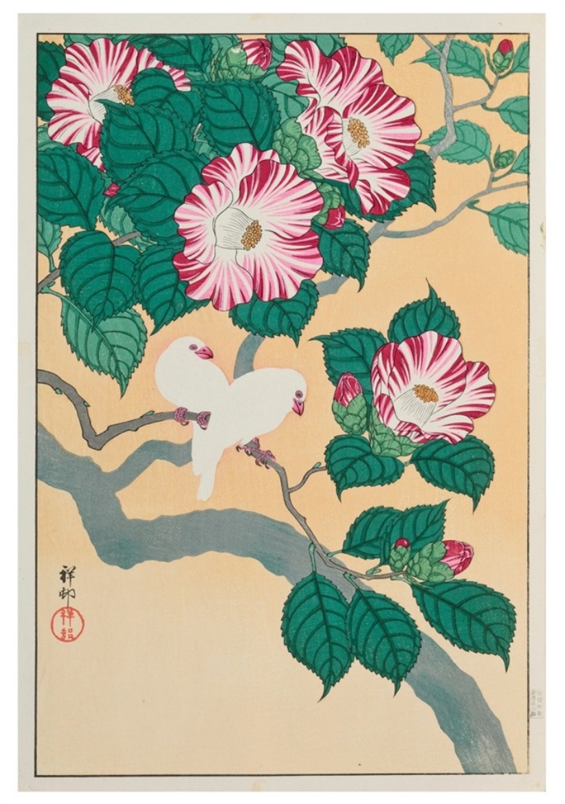 Picture of Camellia and Rice Birds Notecard