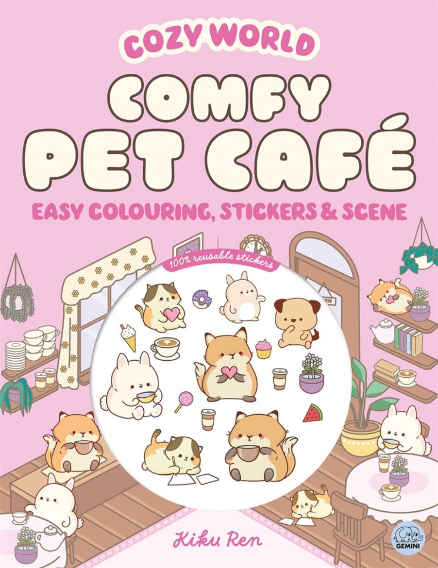 Picture of Cozy World Comfy Pet Cafe: Easy Colouring and Sticker Scene for Teens, Youn