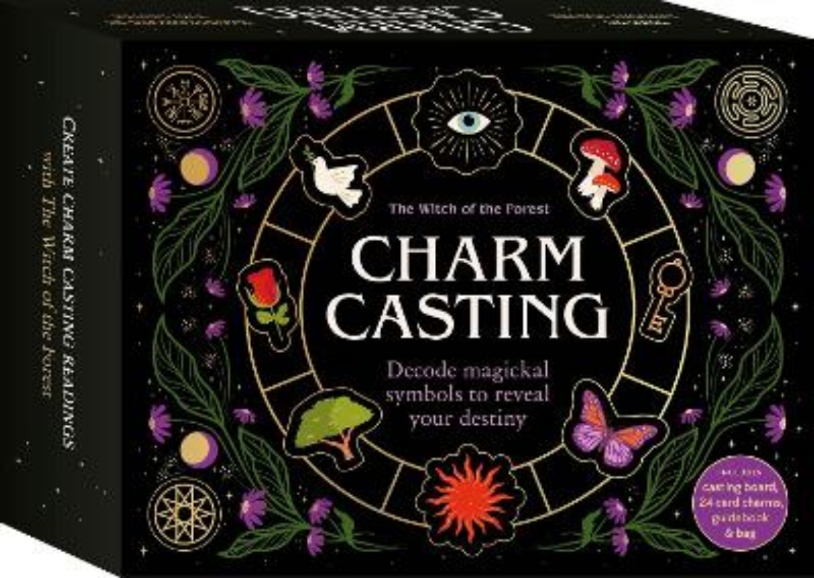 Picture of Charm Casting: Decode magickal symbols to reveal your destiny - Includes: casting board, 24 card charms, guidebook and bag