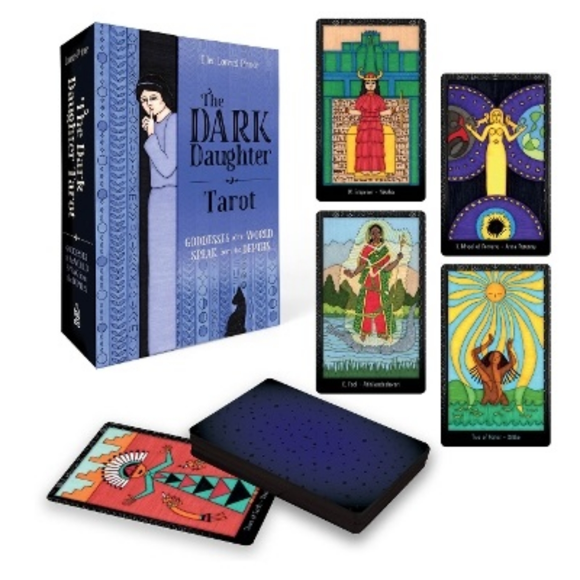 Picture of The Dark Daughter Tarot: Goddesses of the World Speak from the Depths (Tarot Kit Box Set with 78 Cards and Guide Book)