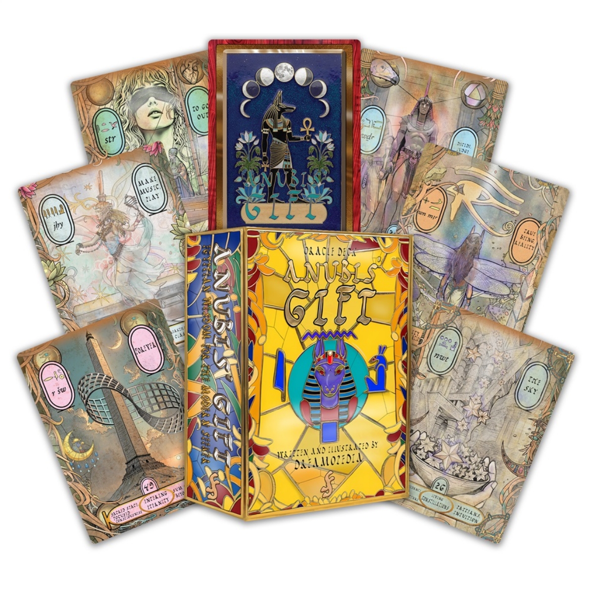 Picture of Anubis’ Gift Oracle: Egyptian Wisdom for the Modern Seeker (50 Full-Color Cards and 306-Page Full-Color Guidebook)