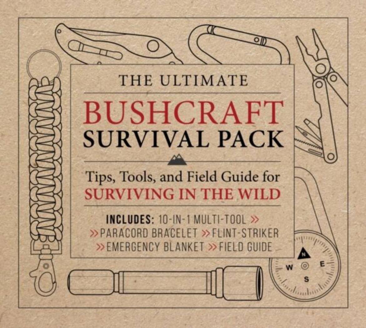 Picture of The Ultimate Bushcraft Survival Pack: Tips, Tools, and Field Guide for Surviving in the Wild - Includes: 10-in-1 Multi-tool, Paracord Bracelet, Flint-striker, Emergency Blanket, Field Guide