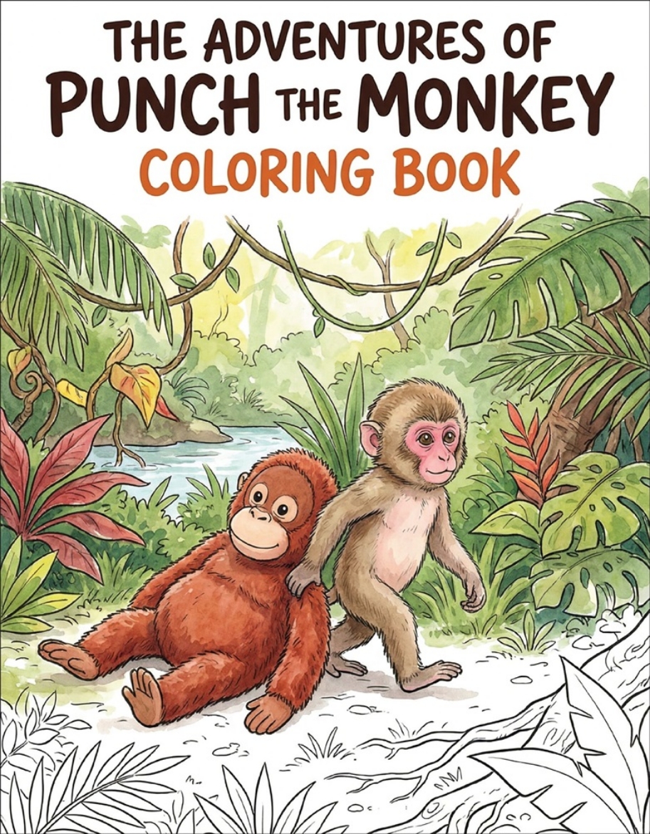 Picture of The Adventures of Punch the Monkey Coloring Book for Adults and Kids: Simple, Easy Designs for Fun and Relaxation